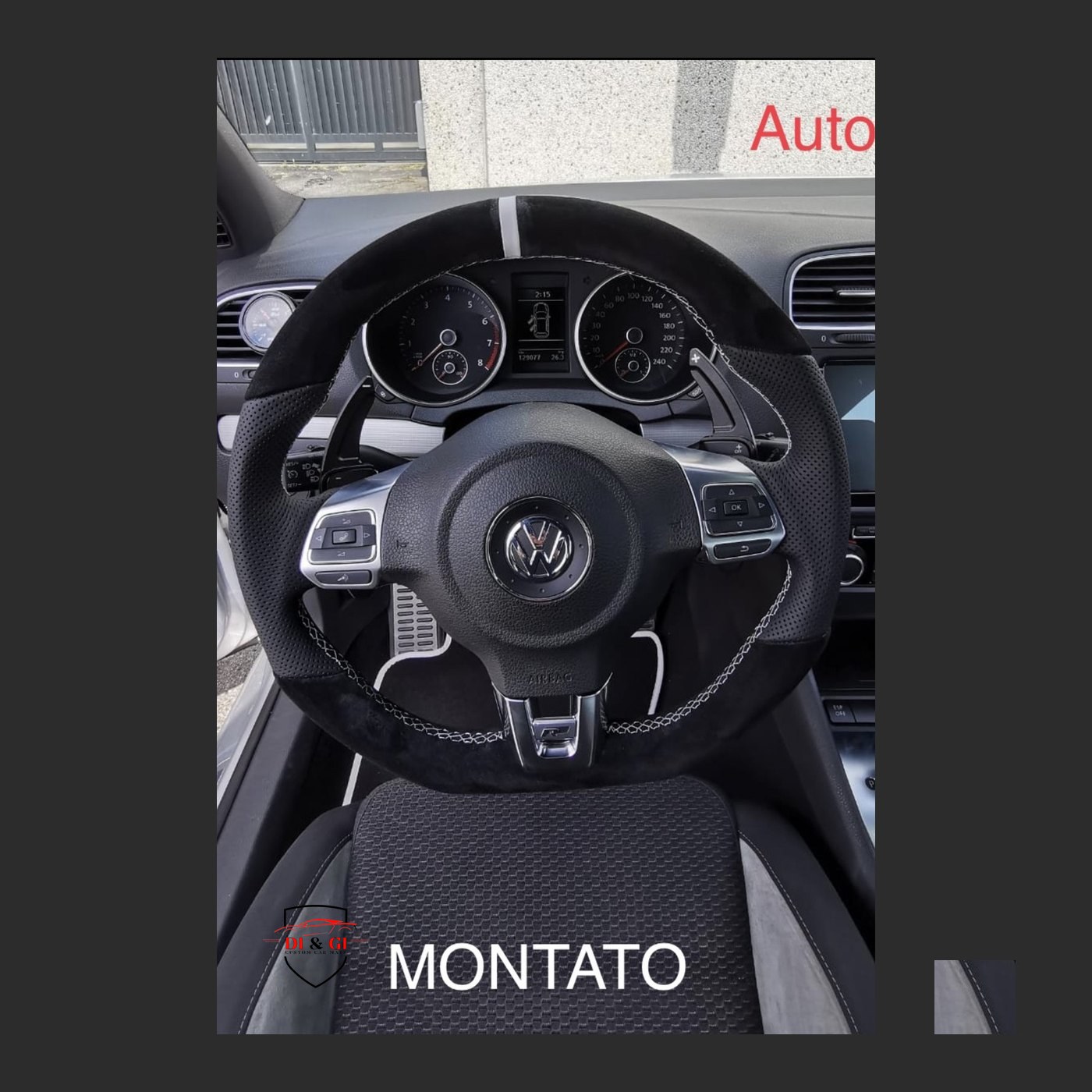 Volante Volkswagen in alcantara, montato in auto