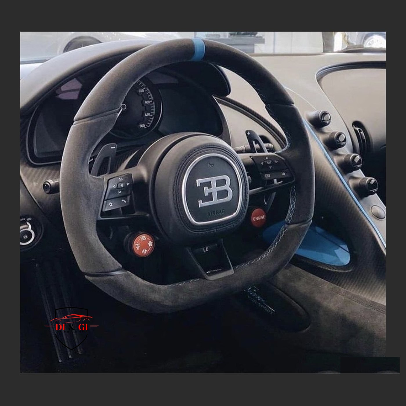 Volante Audi S3 rivestito in pelle e alcantara, montato in auto